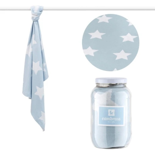 Cambrass - Baby Cotton Blanket 80 x100 x1 cm Star Blue - Cambrass - Image 4