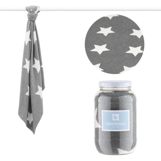 Cambrass - Baby Cotton Blanket 80 x100 x1 cm Star Grey - Cambrass - Image 4