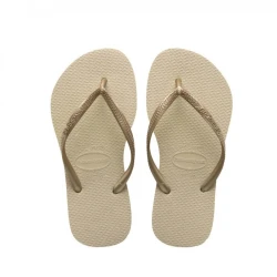 Havaianas Women Slim Flip Flops - Grey/light Golden, Size 39/40