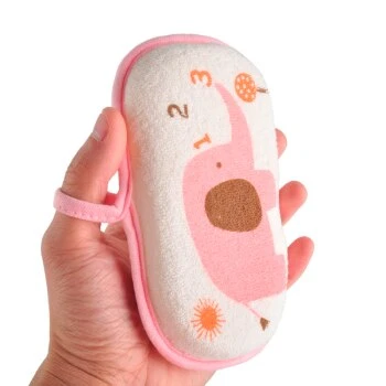 Baby Body Cotton Bath Sponge - Pink Elephant - Image 3