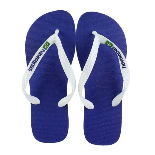Havaianas Unisex Flip Flops Brasil Logo - Marine Blue Size 39-40 Havaianas Unisex Flip Flops Brasil Logo - Marine Blue Size 39-40