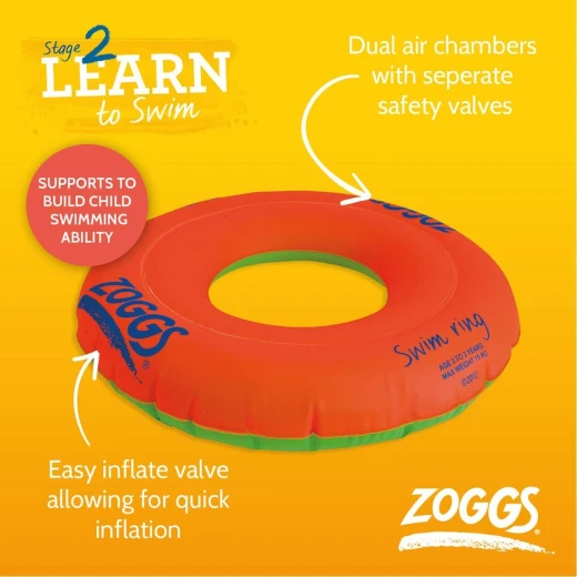 Zoggs Inflatable Swim Ring for kids swim training, Age 1 - 3 years - زوجز - Image 2