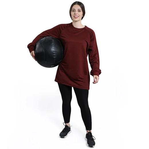 RB Women's Oversized Lounge Sweatshirt , (S/M), Burgundy - RB - Image 4