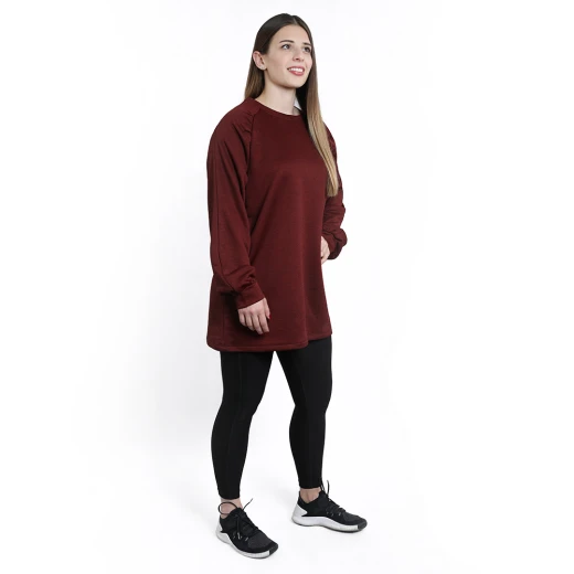 RB Women's Oversized Lounge Sweatshirt , (S/M), Burgundy - RB - Image 3