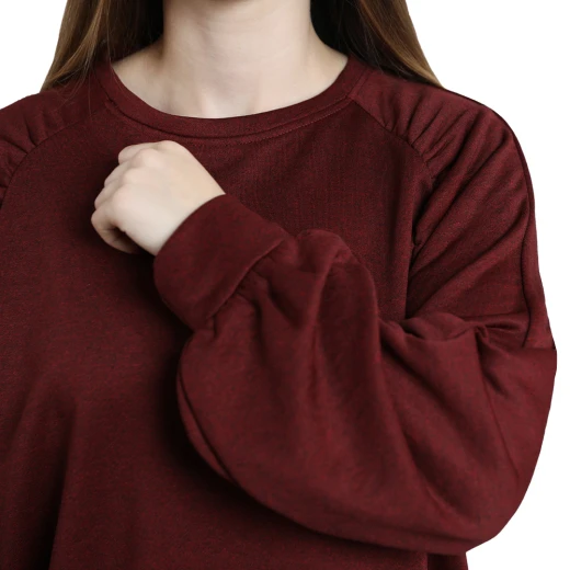 RB Women's Oversized Lounge Sweatshirt , (S/M), Burgundy - RB - Image 2