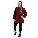 RB Women's Oversized Lounge Sweatshirt , (S/M), Burgundy - RB