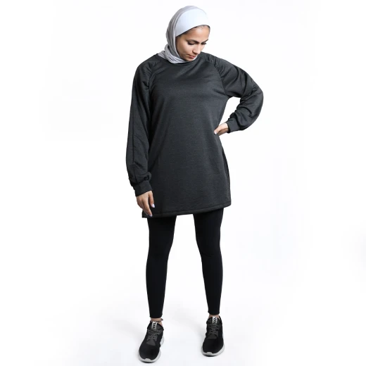 سويت شيرت نسائي كبير الحجم من أر بي، (كبير/كبير جدا) ، رمادي غامق سويت شيرت نسائي كبير الحجم من أر بي، (كبير/كبير جدا) ، رمادي غامق
