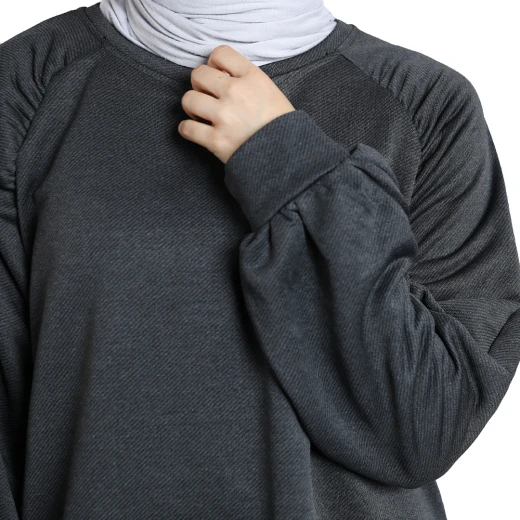 سويت شيرت نسائي كبير الحجم من أر بي، (صغير/وسط) ، رمادي غامق - أر بي - Image 2