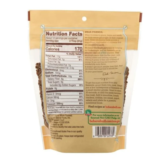 Bob's Red Mill Organic Whole Flaxseeds, 368g - Non-gmo, Gluten-free - Image 2