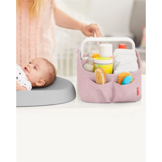 Skip Hop Diaper Caddy Organizer with Touch Sensor Night Light, Nursery Style, Pink - Skip Hop - Image 2