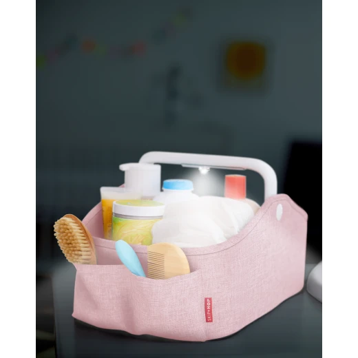 Skip Hop Diaper Caddy Organizer with Touch Sensor Night Light, Nursery Style, Pink - Skip Hop - Image 3