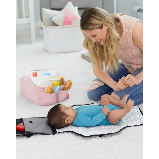 Skip Hop Diaper Caddy Organizer with Touch Sensor Night Light, Nursery Style, Pink - Skip Hop - Image 8