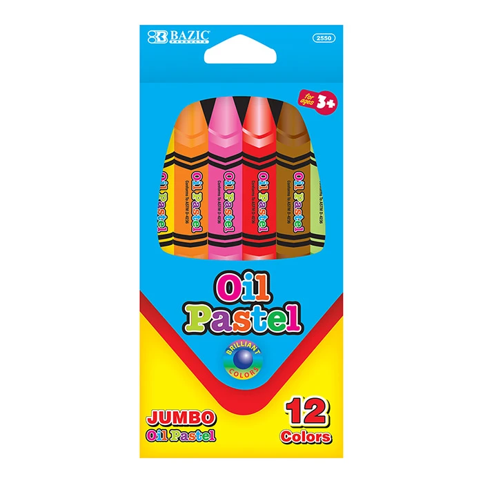 Bazic 12 Color Jumbo Oil Pastels - Bazic