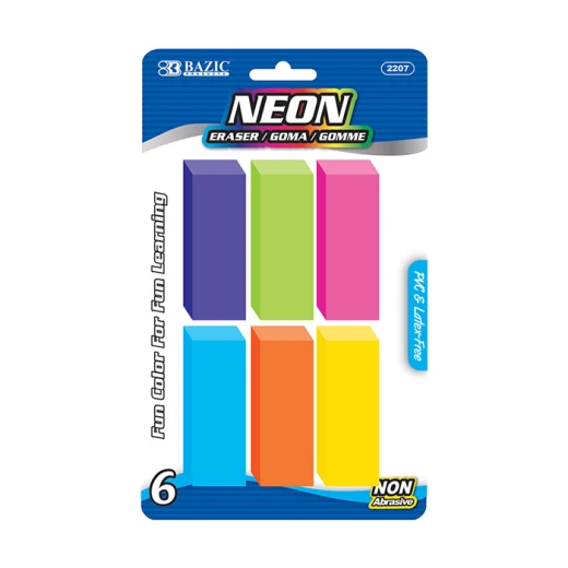 Bazic Pink Bevel Eraser Set of 6 Bazic Pink Bevel Eraser Set of 6