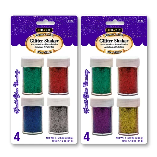 Bazic 4 Primary Color Glitter Shaker (8g) Bazic 4 Primary Color Glitter Shaker (8g)
