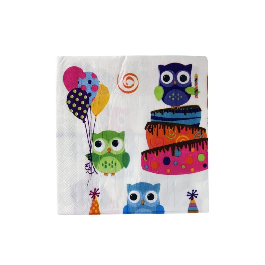 Disposable Paper Napkins for Kids, Colorful OwlsDesign, 20 pieces Disposable Paper Napkins for Kids, Colorful OwlsDesign, 20 pieces
