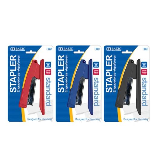 Bazic Transparent Standard (26/6) Stapler With 500 Ct. Staples Bazic Transparent Standard (26/6) Stapler With 500 Ct. Staples