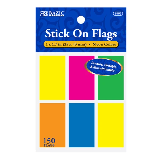 Bazic Neon Color Standard Flags ,25 Paper, 6 Pack Bazic Neon Color Standard Flags ,25 Paper, 6 Pack