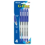 Bazic G-flex Blue Oil-gel Ink Pen W/ Cushion Grip, 4 Pack - Bazic