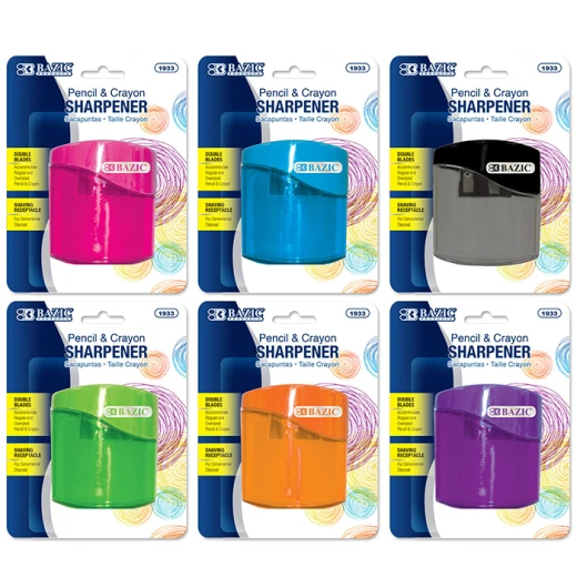 Bazic Dual Blades Sharpener With Square Receptacle ,Assorted Colors Bazic Dual Blades Sharpener With Square Receptacle ,Assorted Colors