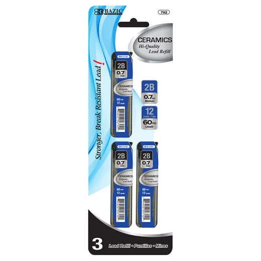 Bazic 0.7 Mm Ceramics Mechanical Pencil Leads, 3 Pk Bazic 0.7 Mm Ceramics Mechanical Pencil Leads, 3 Pk