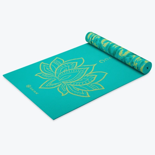 Gaiam 6mm Yoga Mat Reversible Turquoise Lotus Gaiam 6mm Yoga Mat Reversible Turquoise Lotus