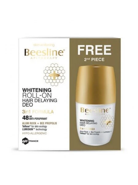Beesline Whitening Roll On Hair Delaying Deodorant  3 In1 ,50ml + 1 Free - Beesline