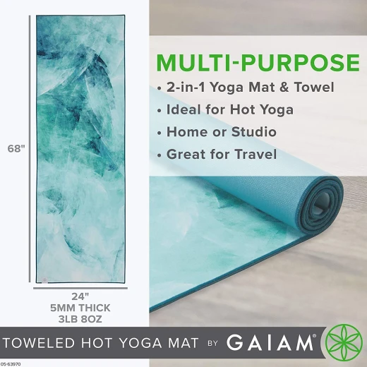 Gaiam Toweled Hot Yoga Mat Seafoam 5 mm - Gaiam - Image 3
