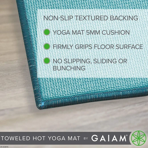 Gaiam Toweled Hot Yoga Mat Seafoam 5 mm - Gaiam - Image 2