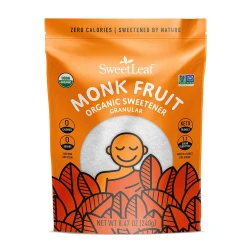 SweetLeaf Organic Monk Fruit Sweetener, Granular - Keto Friendly Natural Sugar Substitute for Coffee, Tea, and Baking, Zero Calorie, Organic Monk Fruit, Non GMO, Sugar Free - 8.47 Oz Bag