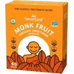 SweetLeaf Organic Monk Fruit Sweetener, Granular - Keto Friendly Natural Sugar Substitute for Coffee, Tea, and Baking, Zero Calorie, Organic Monk Fruit, Non GMO, Sugar Free - 40 Individual Packets - SweetLeaf
