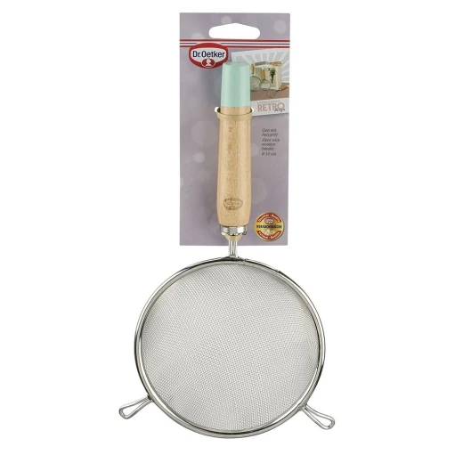 Dr.Oetker "Retro" Sieve With Wooden Handle, Light Green/Brown/Silver, 14X28 cm Dr.Oetker "Retro" Sieve With Wooden Handle, Light Green/Brown/Silver, 14X28 cm