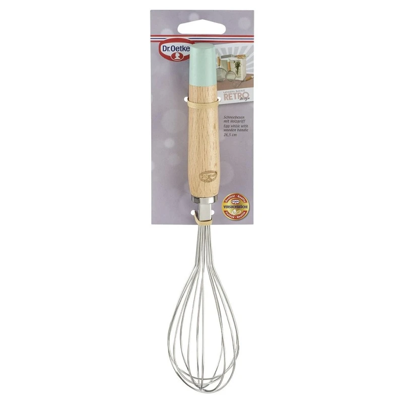 Dr.Oetker "Retro" Egg Whisk With Wooden Handle, Light Green/Brown/Silver, 27X5 cm - Dr.Oetker