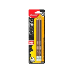 Maped Black Peps Eraser Tip graphite pencil, 3 pieces