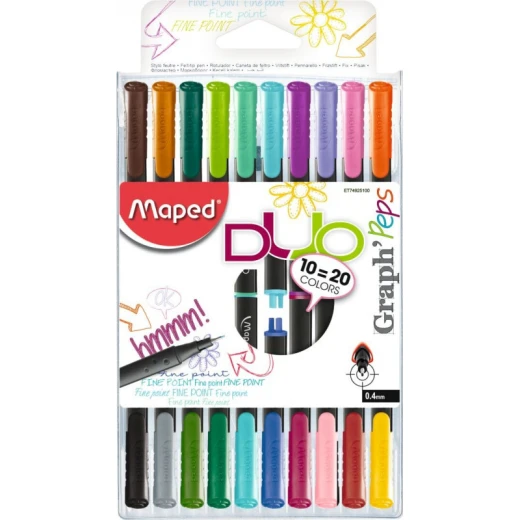 Maped Fineliner Graph Peps Duo 0.4 Mm 10 Pens 20 Colors Maped Fineliner Graph Peps Duo 0.4 Mm 10 Pens 20 Colors