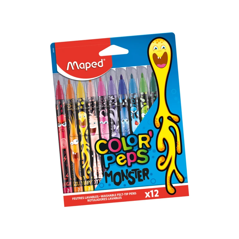 Maped Color'Peps 12 MonsterFelt Tip Colouring Pens - Maped