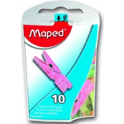 Maped Mini Craft Pegs in Reusable Plastic Case, Clothespin Style, 10 Pegs per Box