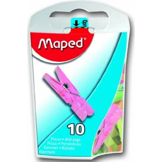 Maped Mini Craft Pegs in Reusable Plastic Case, Clothespin Style, 10 Pegs per Box Maped Mini Craft Pegs in Reusable Plastic Case, Clothespin Style, 10 Pegs per Box