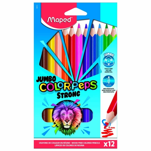 Maped Strong Jumbo Coloured Pencils 12 Pack Maped Strong Jumbo Coloured Pencils 12 Pack