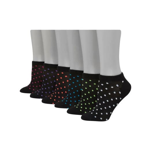 Hanes Women's Invisible Comfort Sport Liner 6-Pack,Black Dot,L Hanes Women's Invisible Comfort Sport Liner 6-Pack,Black Dot,L