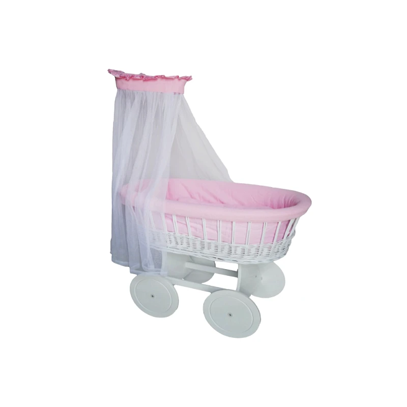 Zeta Delux Wicker Basket Crib,Pink - Zeta