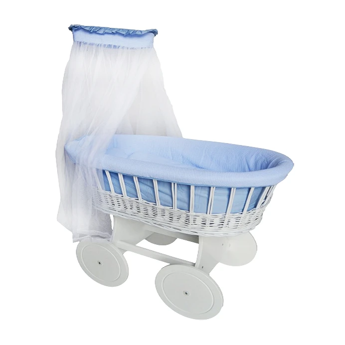 Zeta Delux Wicker Basket Crib,Blue - Zeta