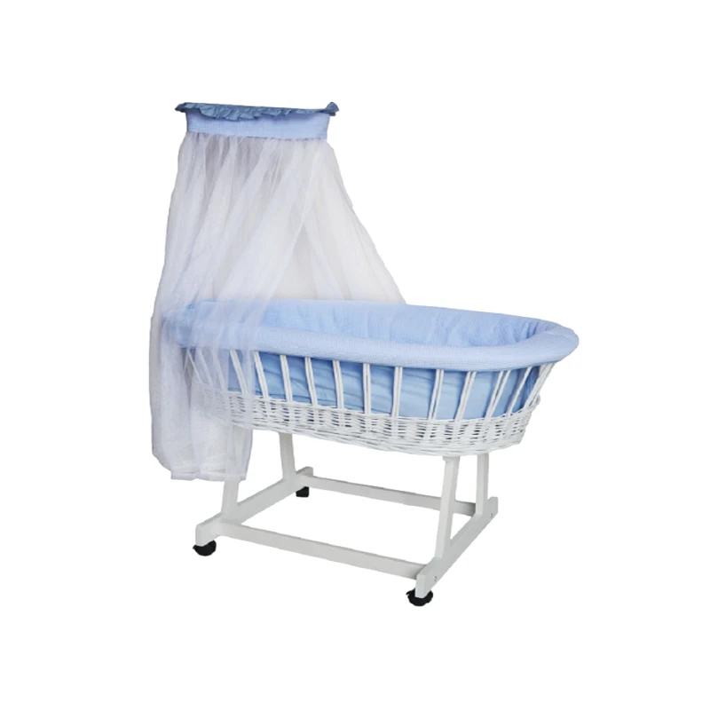 Zeta Classic Wicker Basket Crib,Blue - Zeta