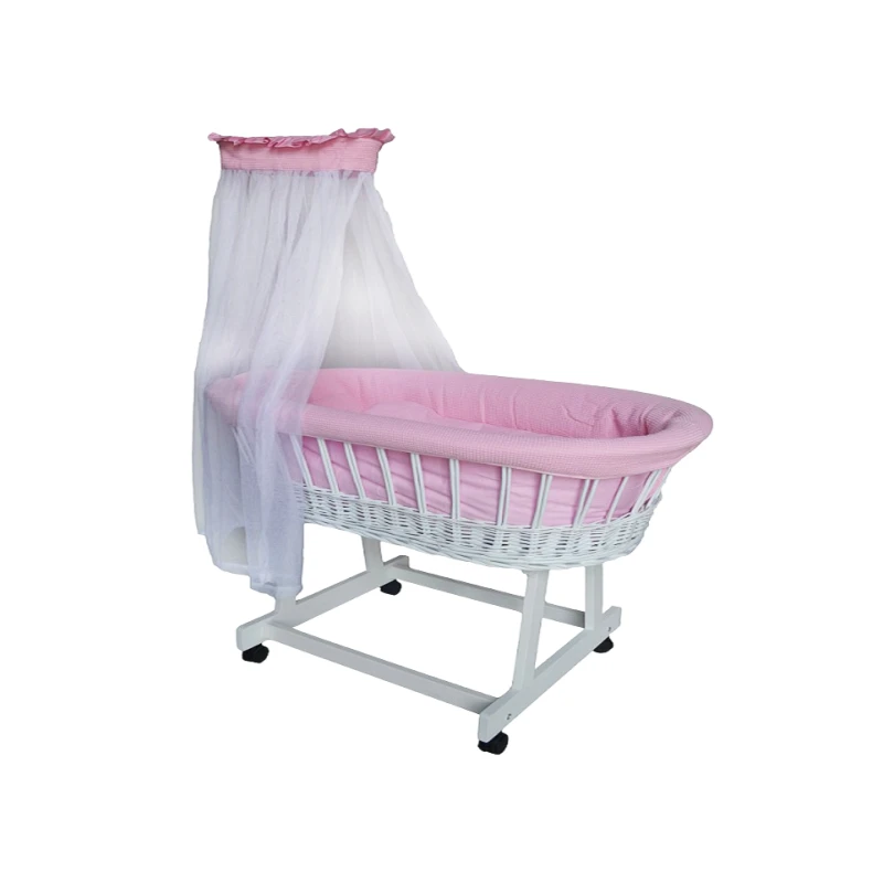 Zeta Classic Wicker Basket Crib,Pink - Zeta