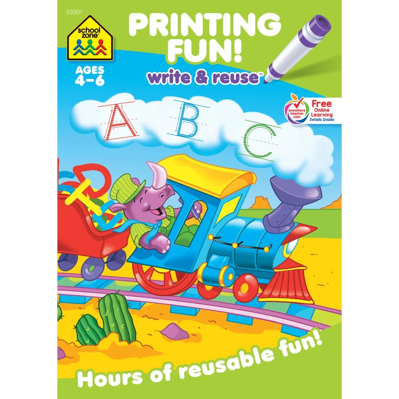 School Zone Printing Fun! Write & Reuse Workbook - School Zone