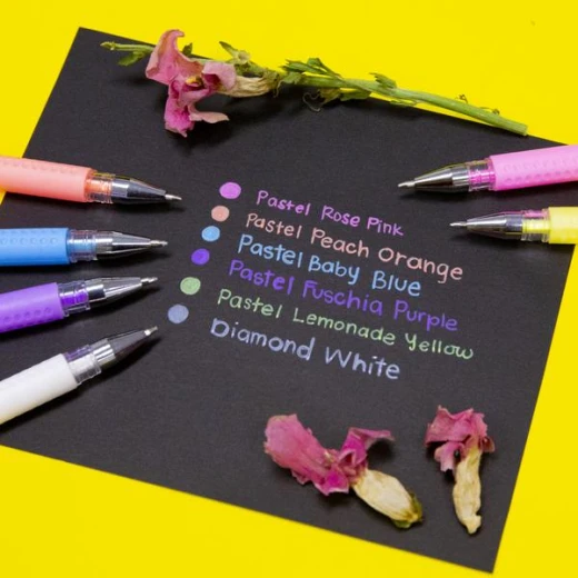 Bazic 6 Glitter Color Essence Gel Pen With Cushion Grip - Bazic - Image 3