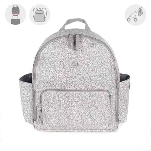 Pasito A Pasito GRAY Backpack Diaper Bag Changing Mat - Flower Mellow Line 31x37x14 Cm - Pasito a Pasito - Image 6
