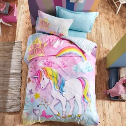 Nova home dream kids duvet cover rainforce set 100% cotton twin 3 pieces pink