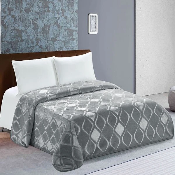Nova Home Engraved Diamond Blanket, King Size, Grey - Nova Home