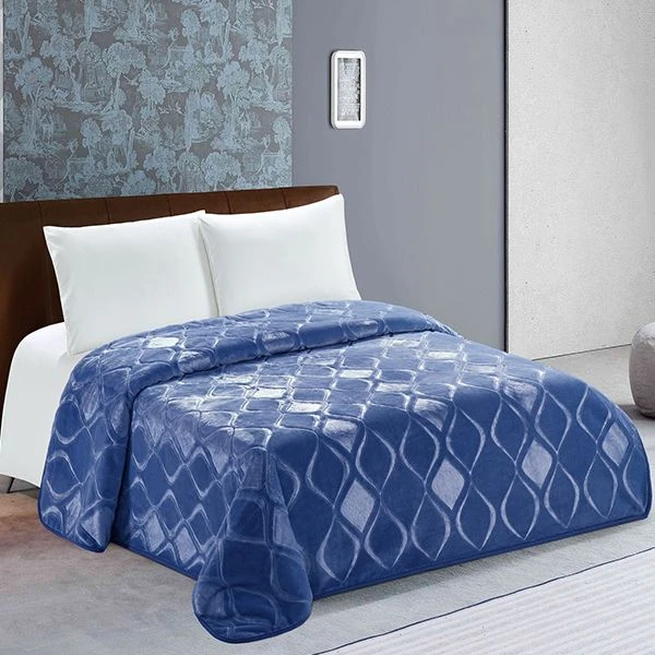 Nova home engraved diamond blanket navy king size - Nova Home